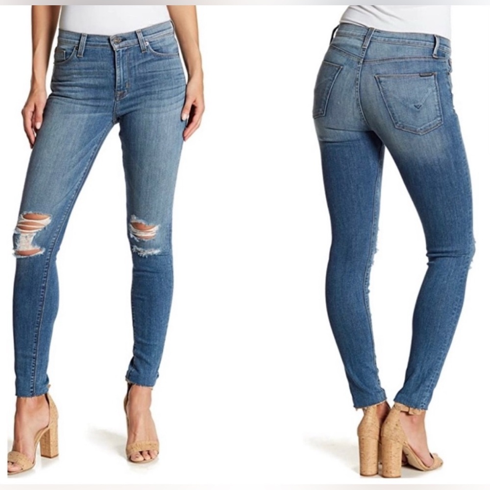 Hudson Jeans Women’s Blair High Rise Blue Skinny Distressed Denim, Size 28